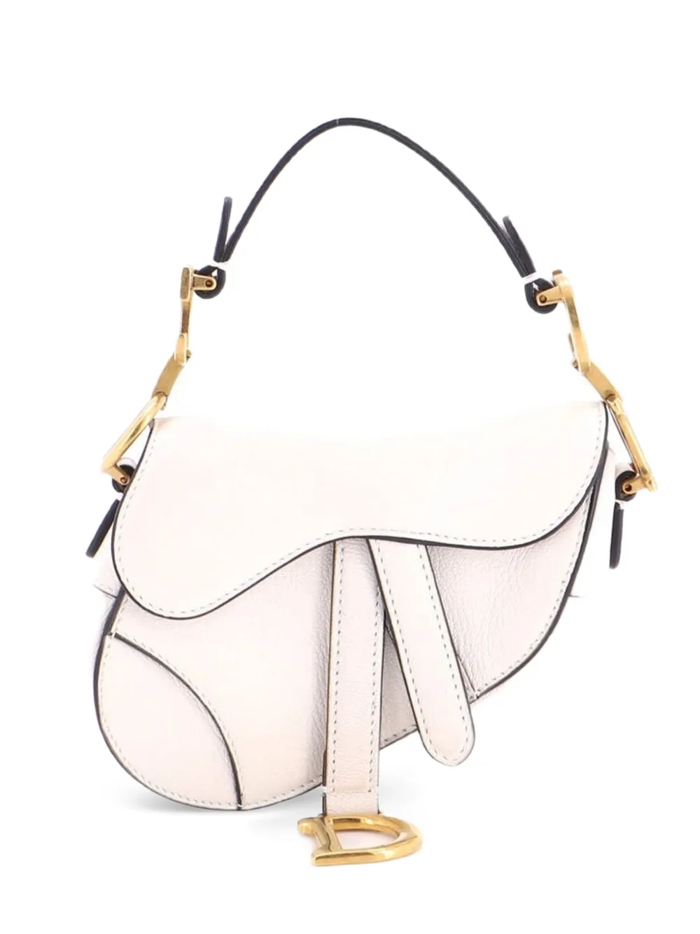 Christian Dior Pre-Owned Saddle Handbag Leather Micro satchel - White