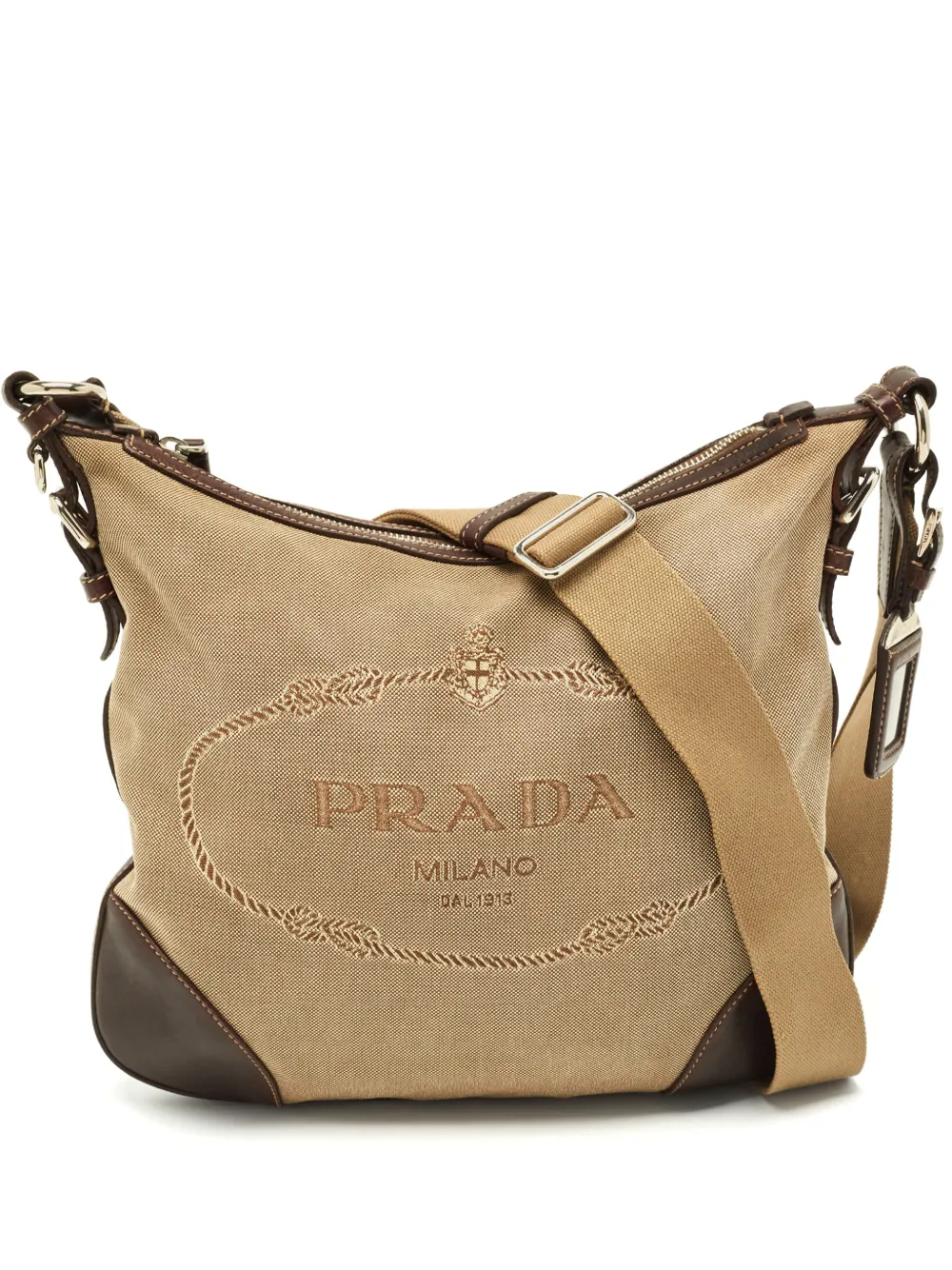 Prada Pre-Owned Logo Jacquard messenger bag - Toni neutri