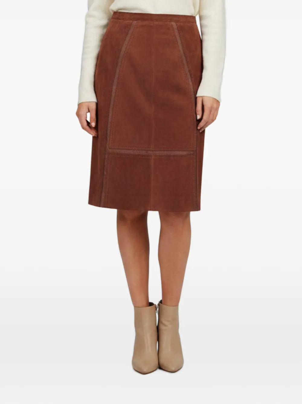 Gucci Pre-Owned Lizzy goat suede midi skirt - Marrone