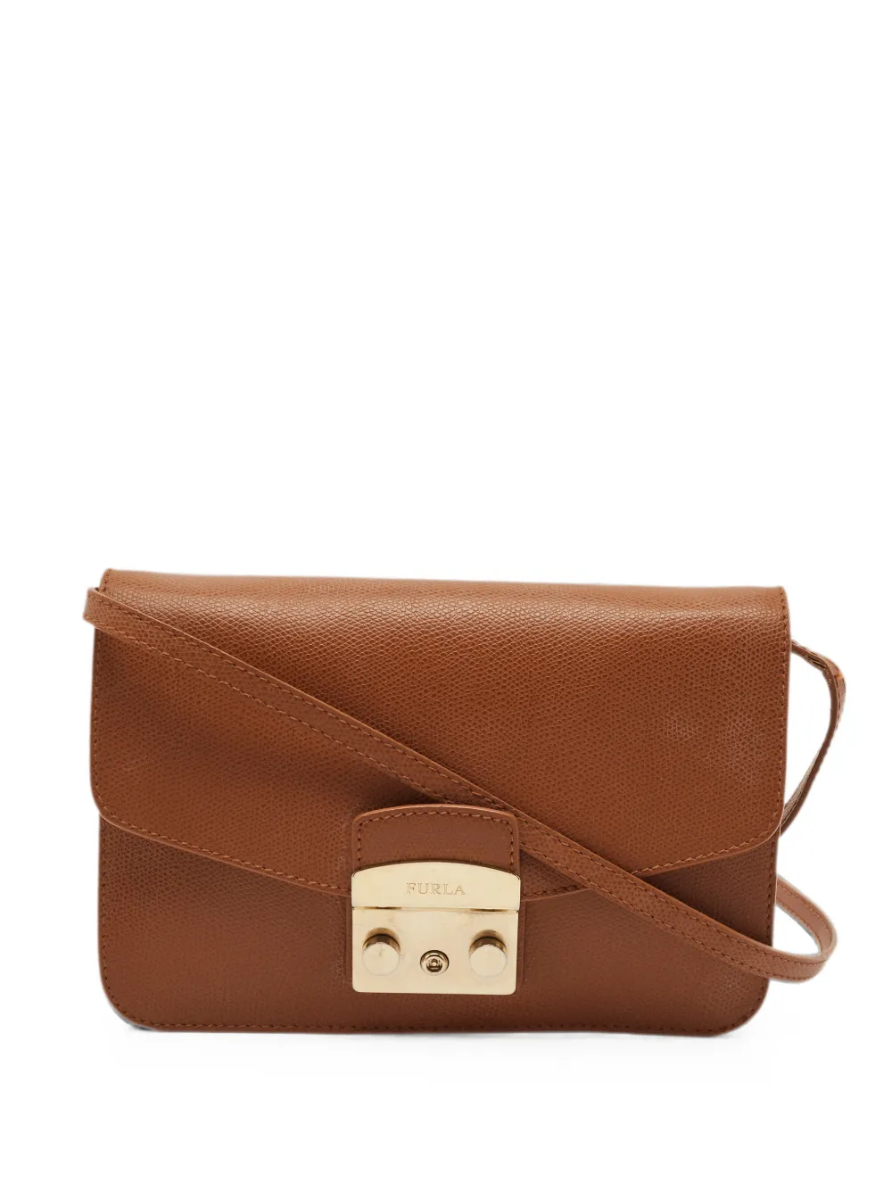 Pre-owned Furla Metropolis Leather Cross Body Bag In Brown