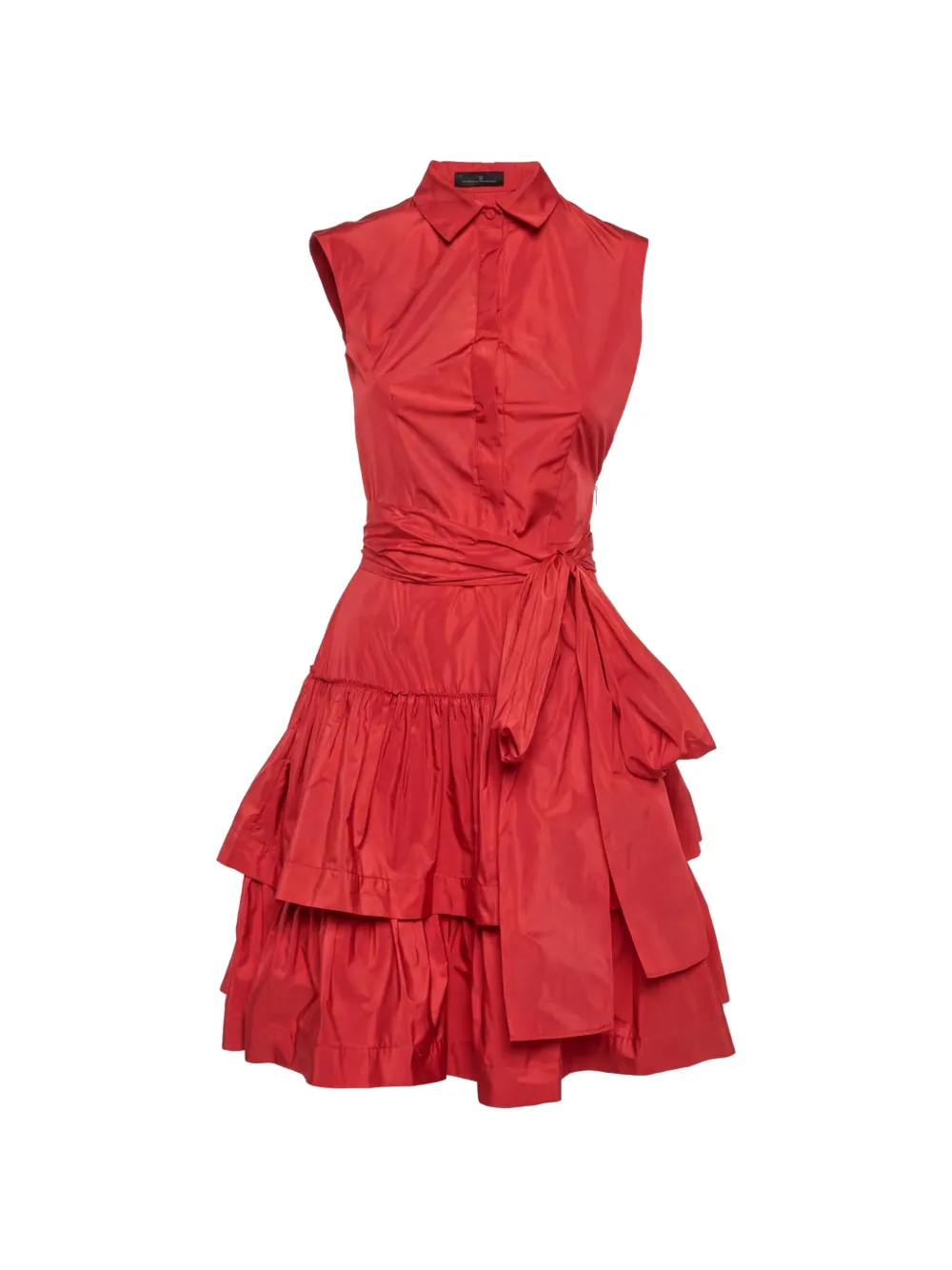 Carolina Herrera Vintage tiered belted-waist mini dress - Rosso