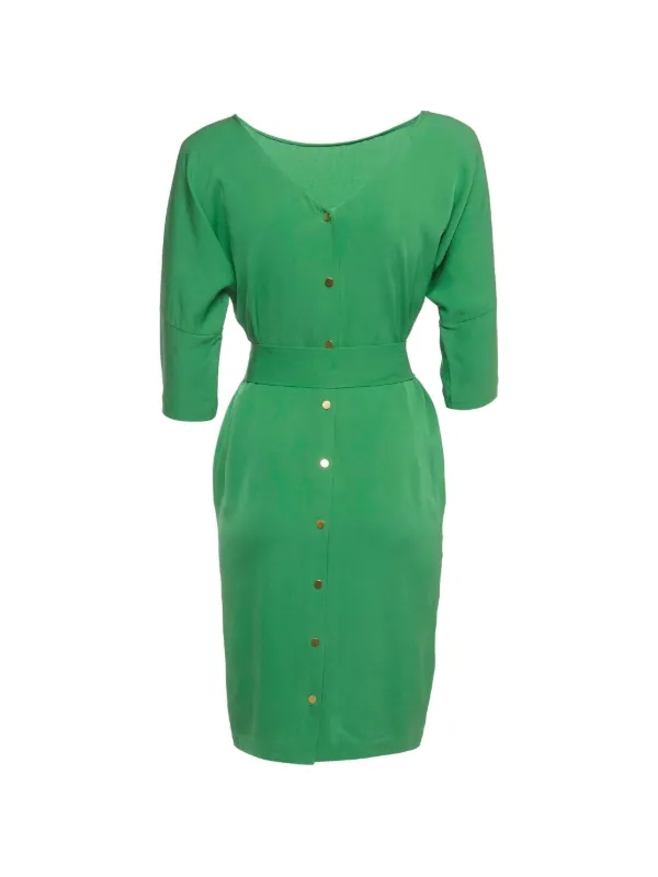 dvf green dress Diane Von Furstenberg Belted Silk Midi | فستان طويل
