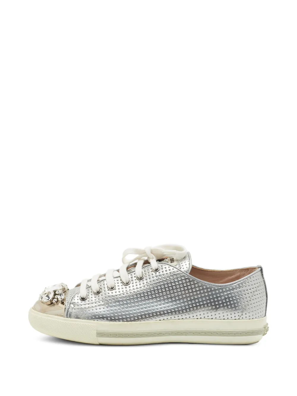 Miu Miu Pre-Owned crystal-embellished sneakers - Grigio