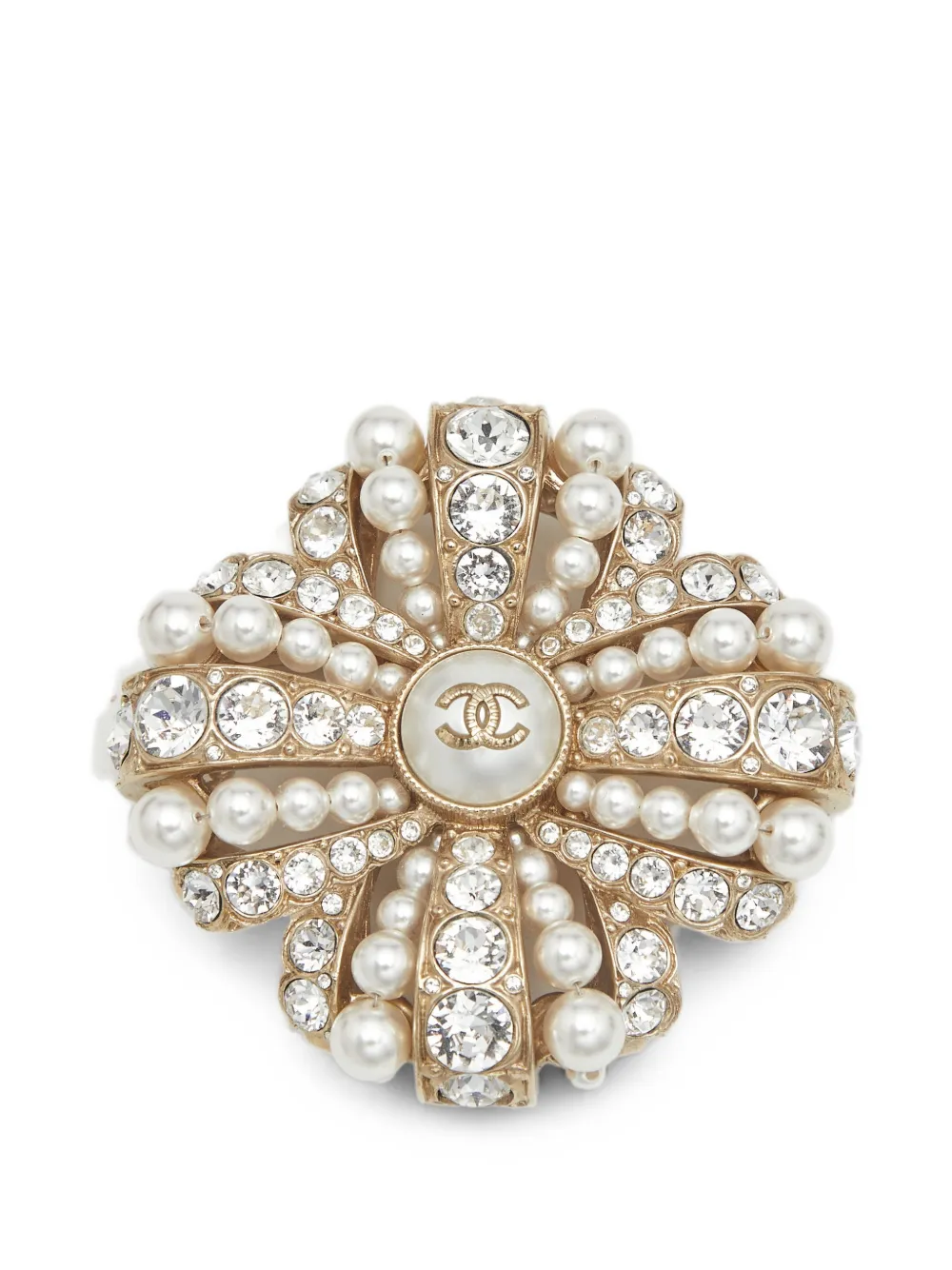 CHANEL Pre-Owned CC faux pearl brooch - Oro