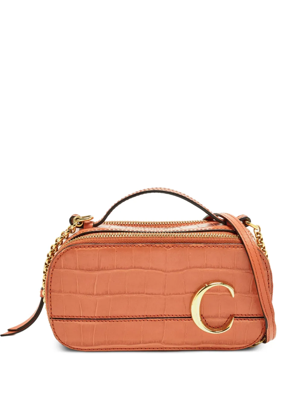 Chloé Pre-Owned mini C Vanity croc-embossed leather shoulder bag - Marrone