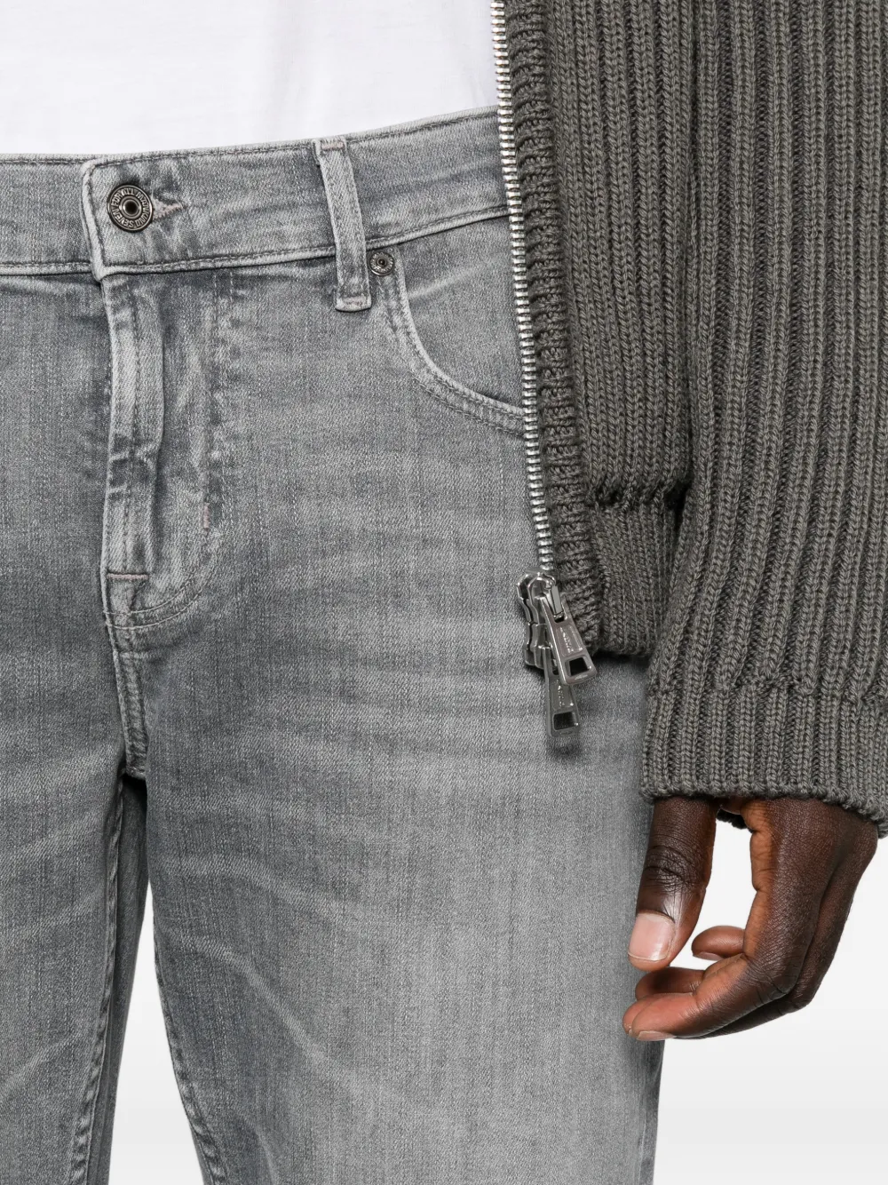 7 For All Mankind Straight jeans met vervaagd effect Grijs