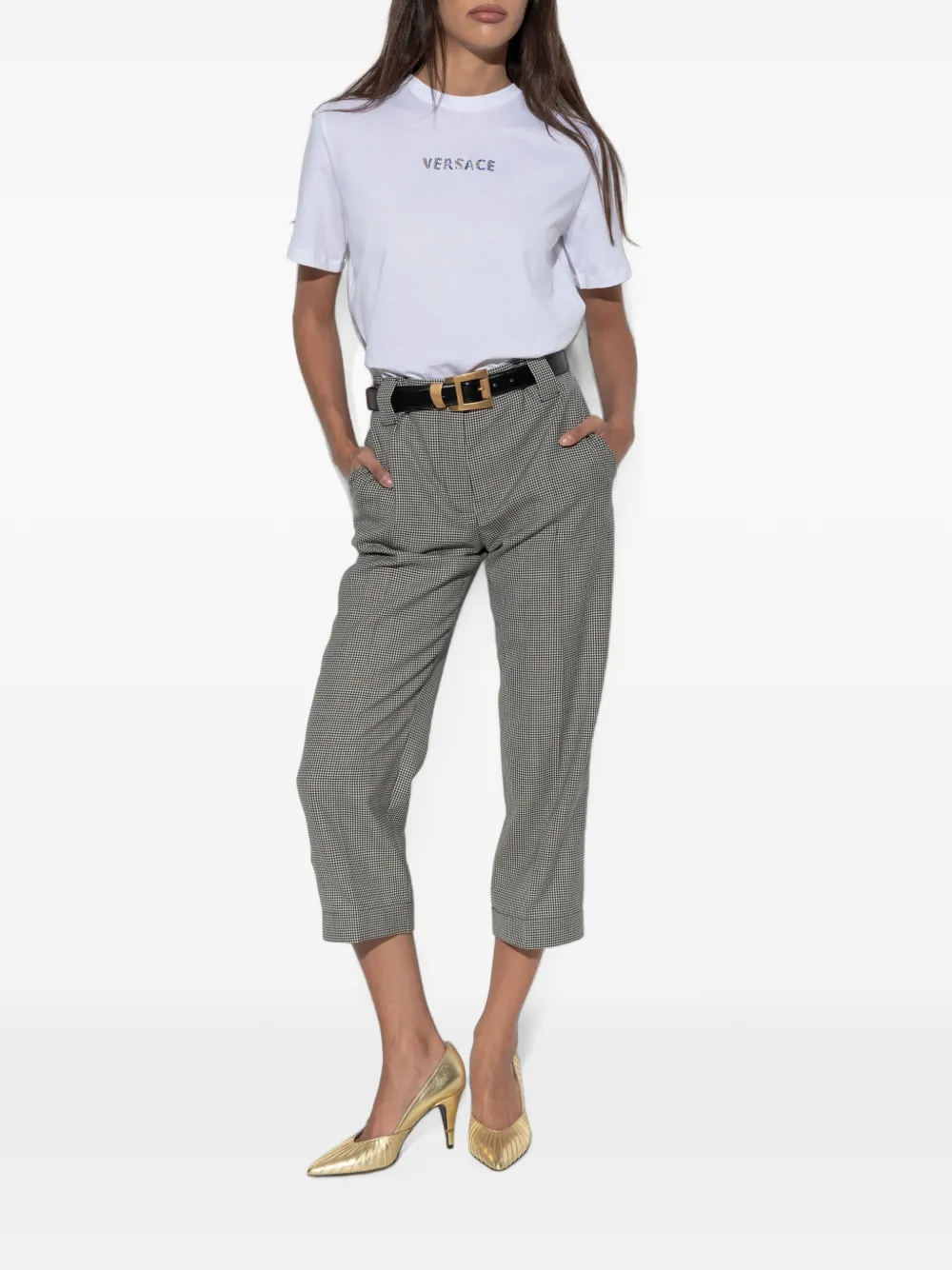 Versace T-shirt verfraaid met kralen Wit