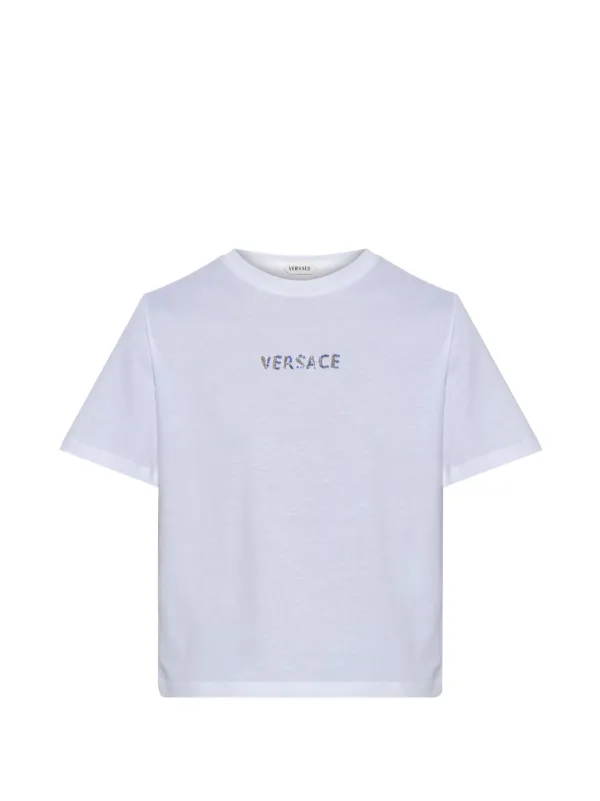 Versace Embroidered Cotton-jersey T-shirt in White
