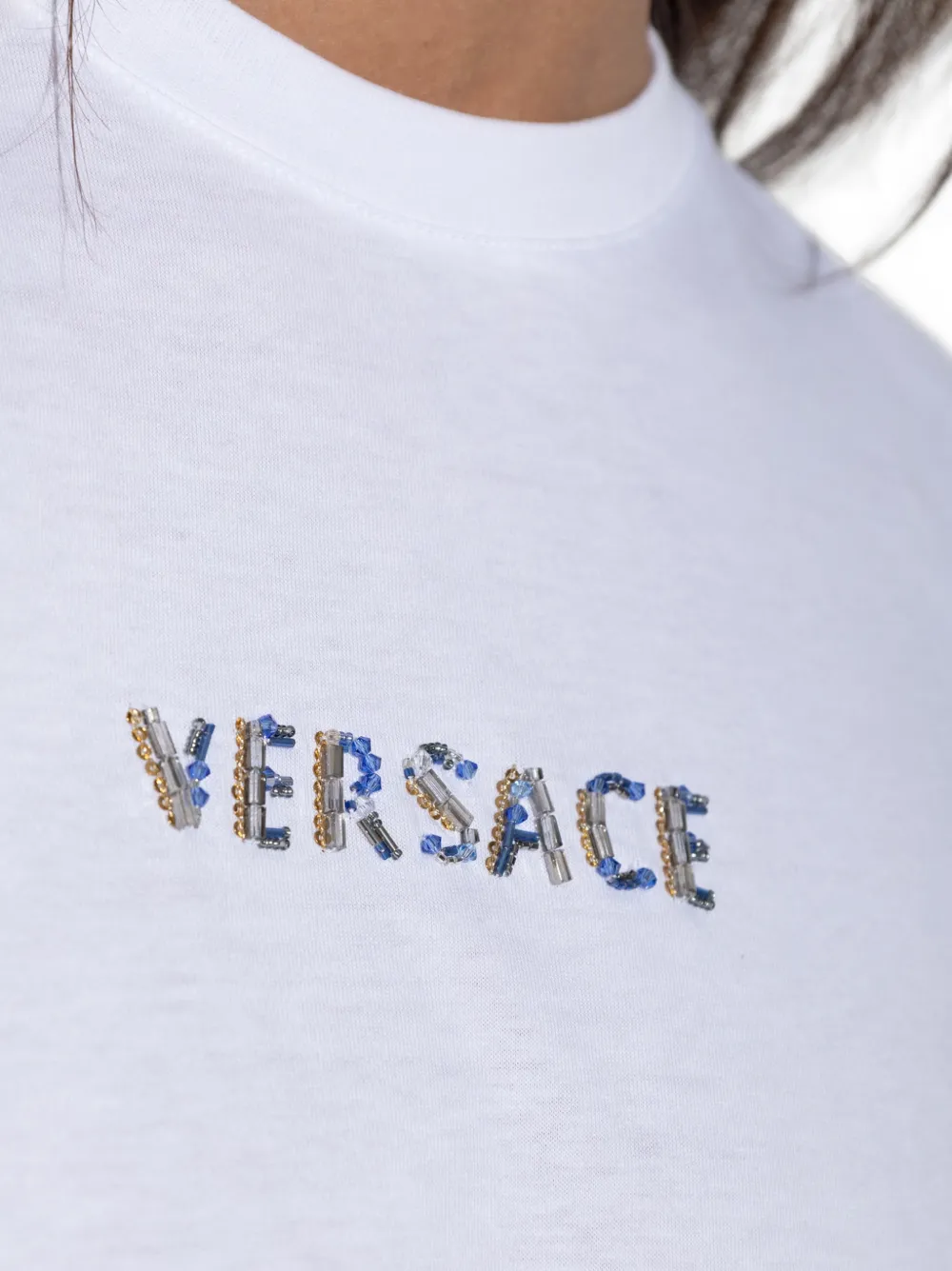 Versace T-shirt verfraaid met kralen Wit