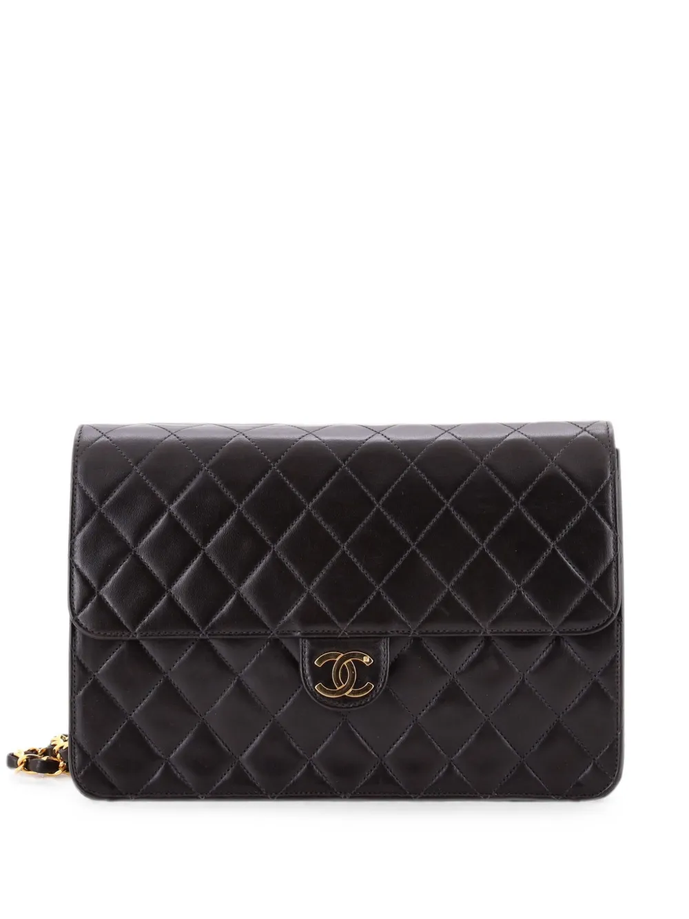 CHANEL Pre-Owned with Chain Quilted Leather Medium clutch bag - Nero