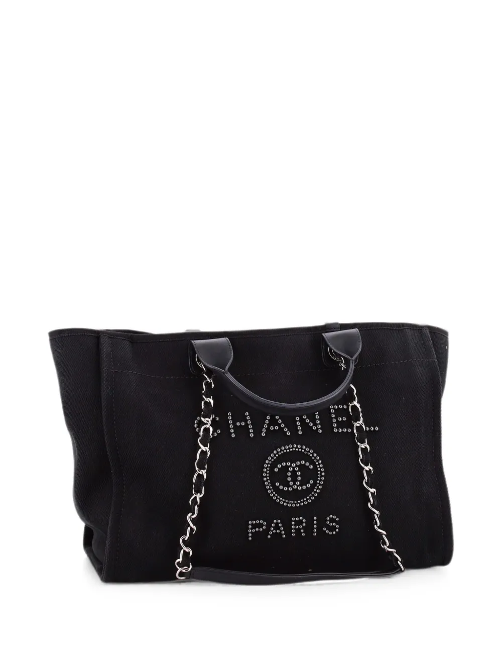 CHANEL Pre-Owned Deauville Pearl Embellished Canvas Medium tote bag - Schwarz