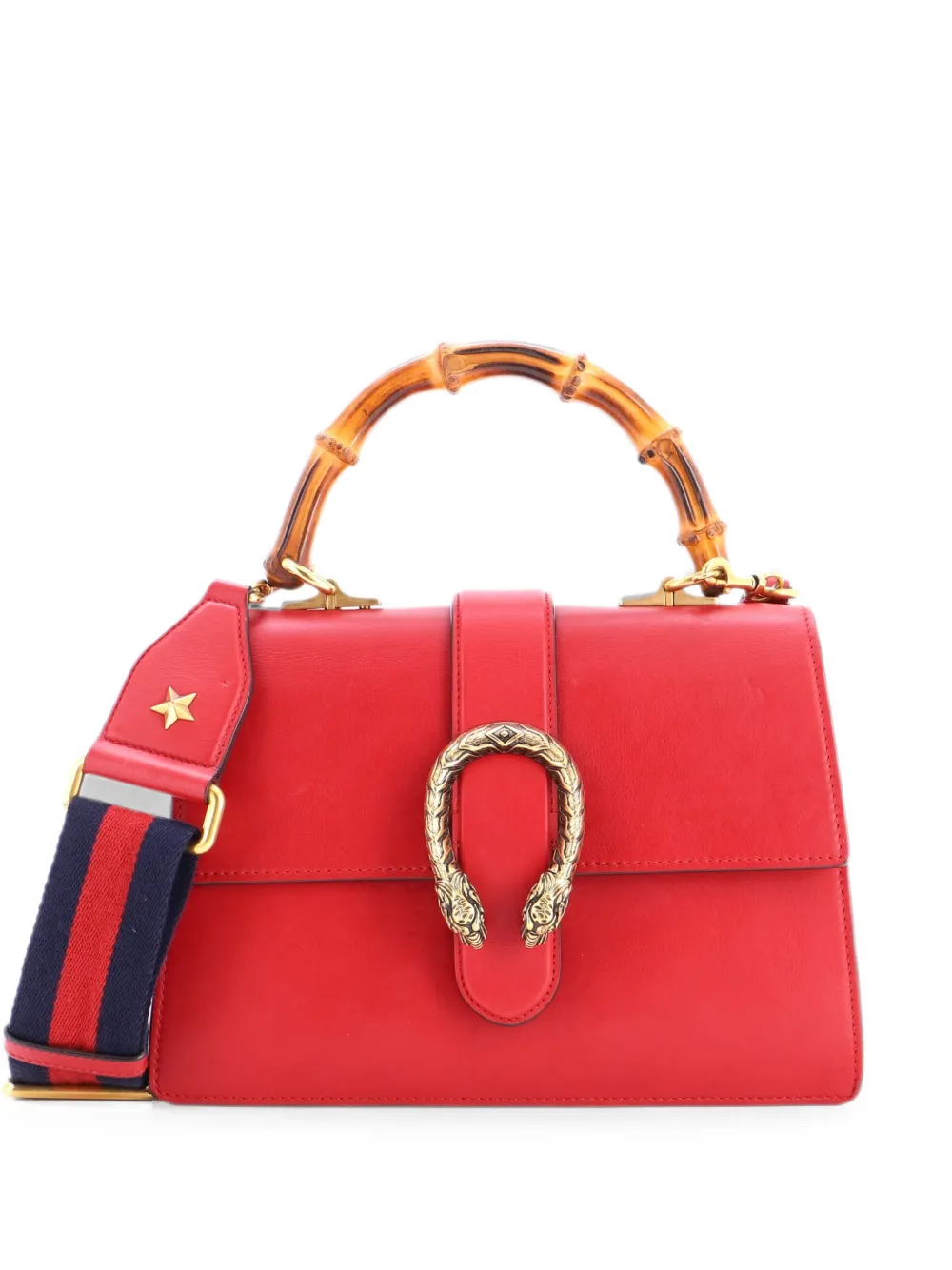 Gucci Pre-Owned Dionysus Bamboo Top Handle Bag Leather Medium satchel - Rosso