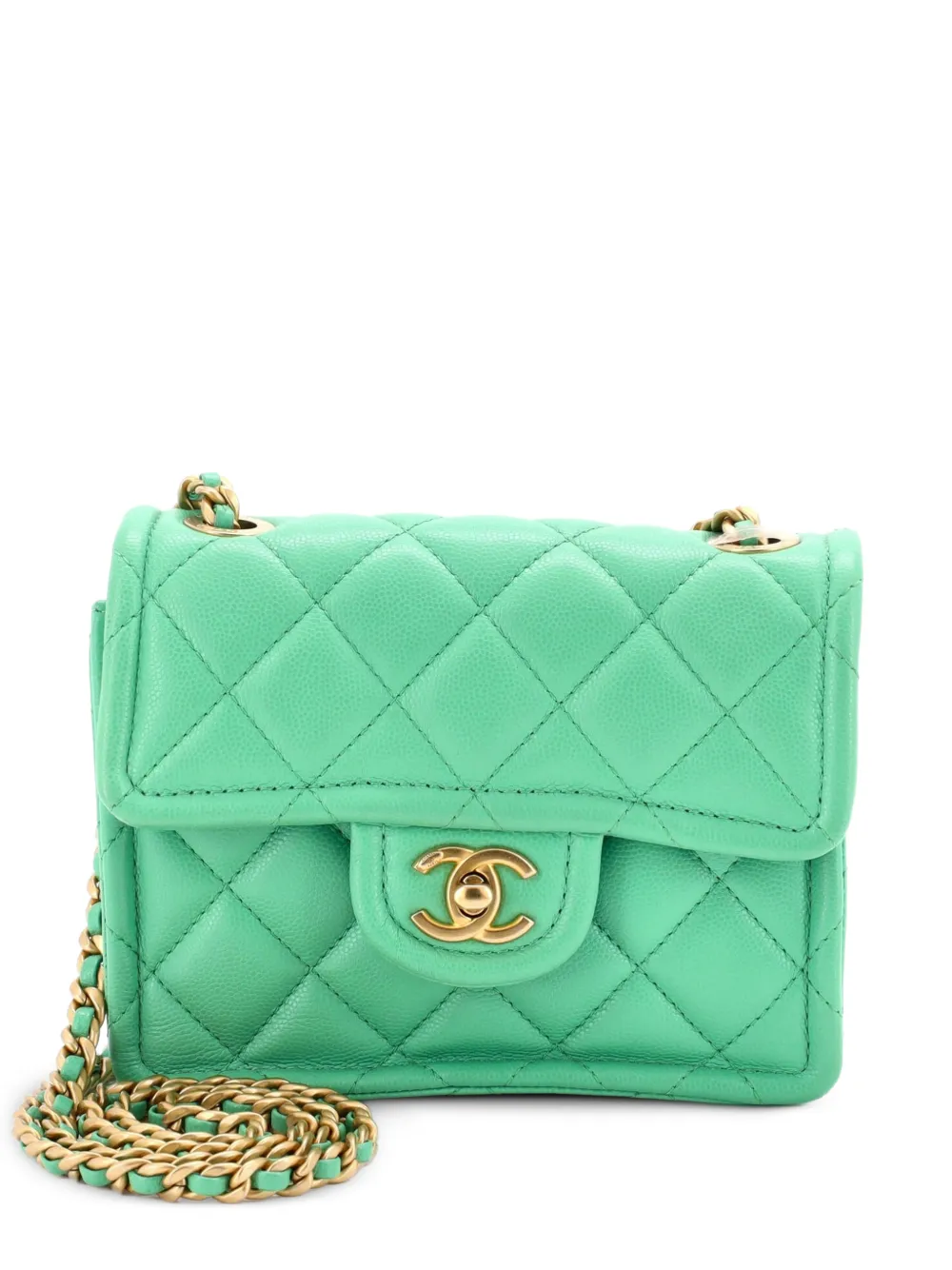 CHANEL Pre-Owned Sweet Classic Flap Bag Quilted Caviar Mini crossbody bag - Verde