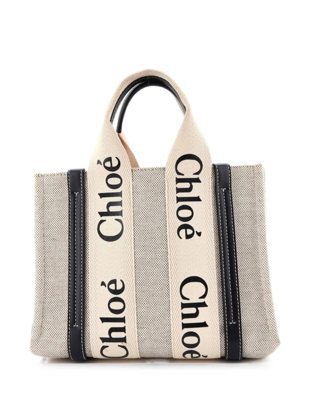 Chloé Pre-Owned Borsa tote Woody piccola in pelle e tela - Blu