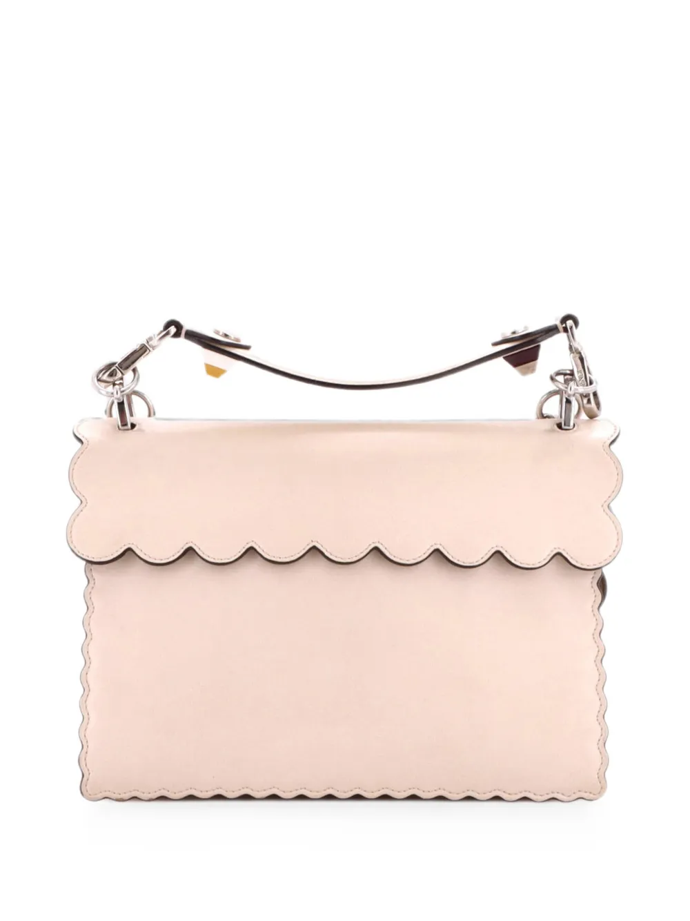 Fendi Pre-owned Kan I Bag Embroidered Studded Leather Medium Shoulder Bag in Neutrals, view 2