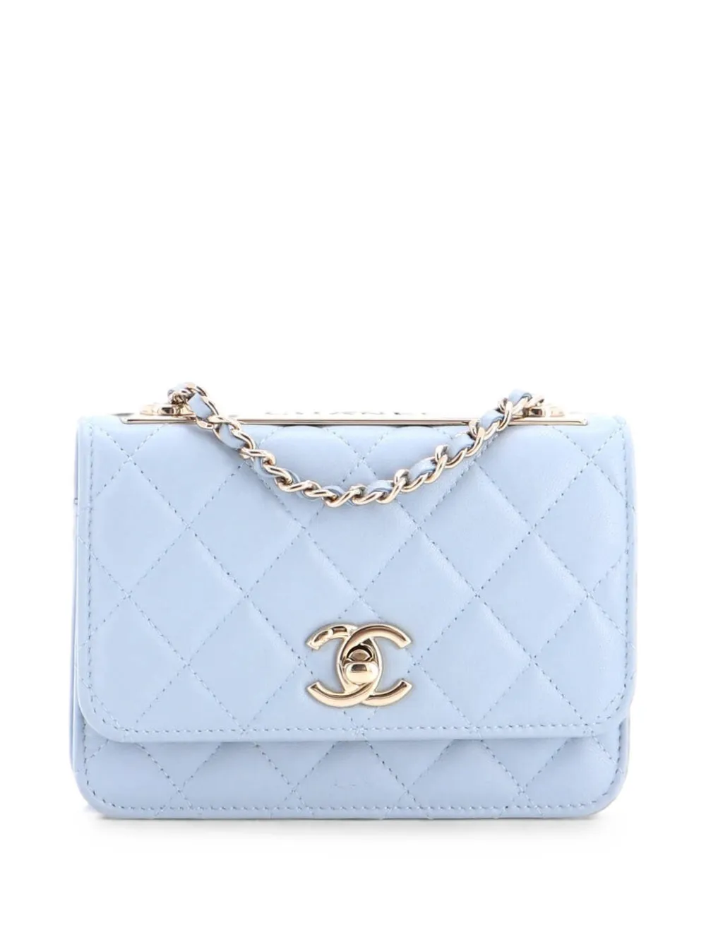 CHANEL Pre-Owned Trendy CC Wallet on Chain Quilted Lambskin Mini crossbody bag - Blu