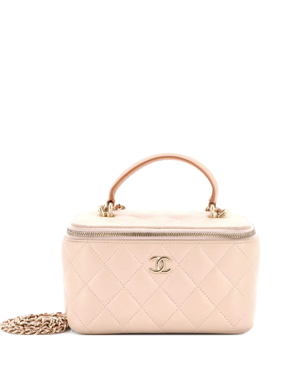 CHANEL Pre-Owned Classic Top Handle Vanity Case with Chain Quilted Lambskin Small crossbody bag - Neutrals