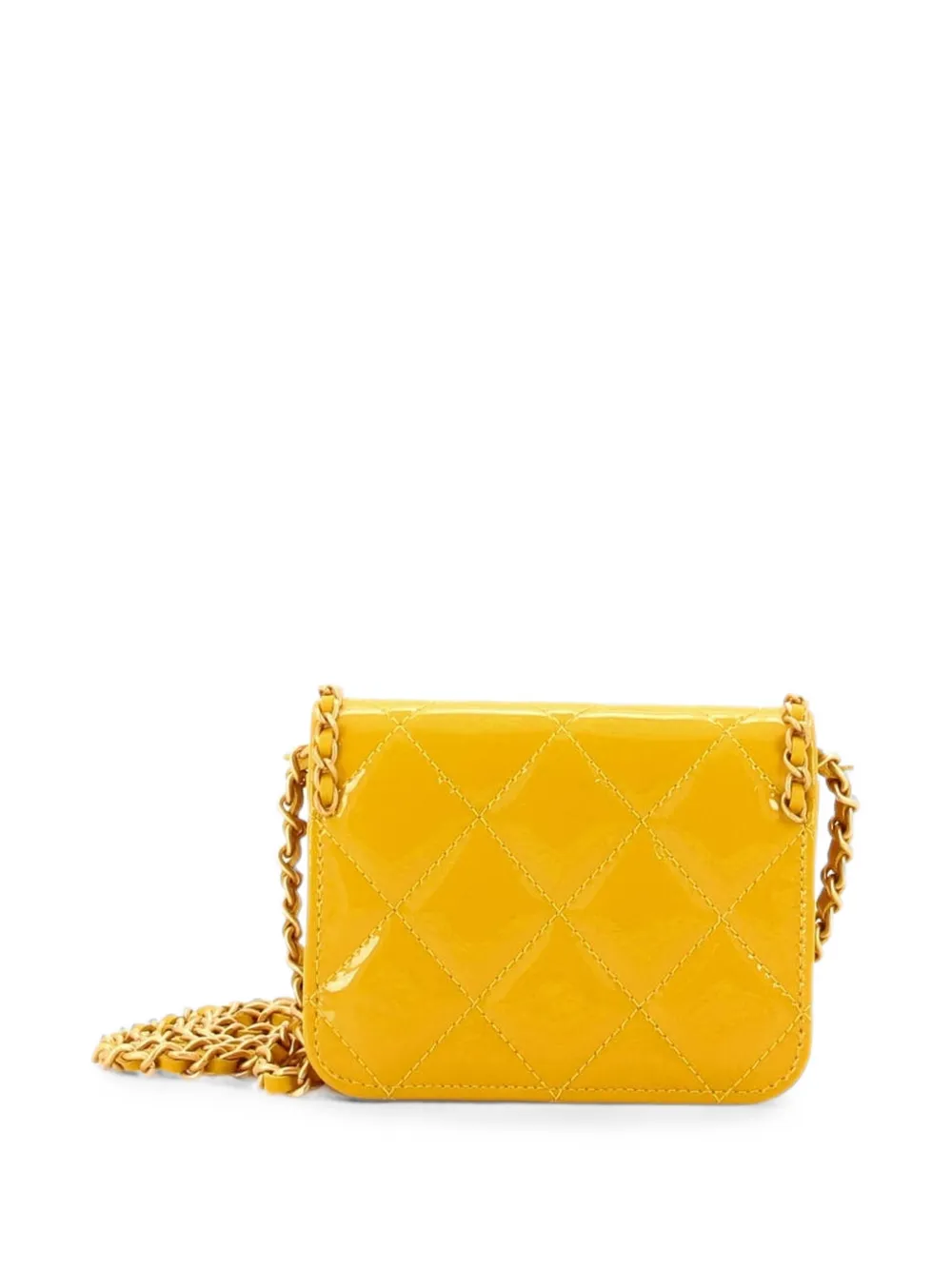 CHANEL Pre-Owned Heart Chain Flap Bag Quilted Patent Mini