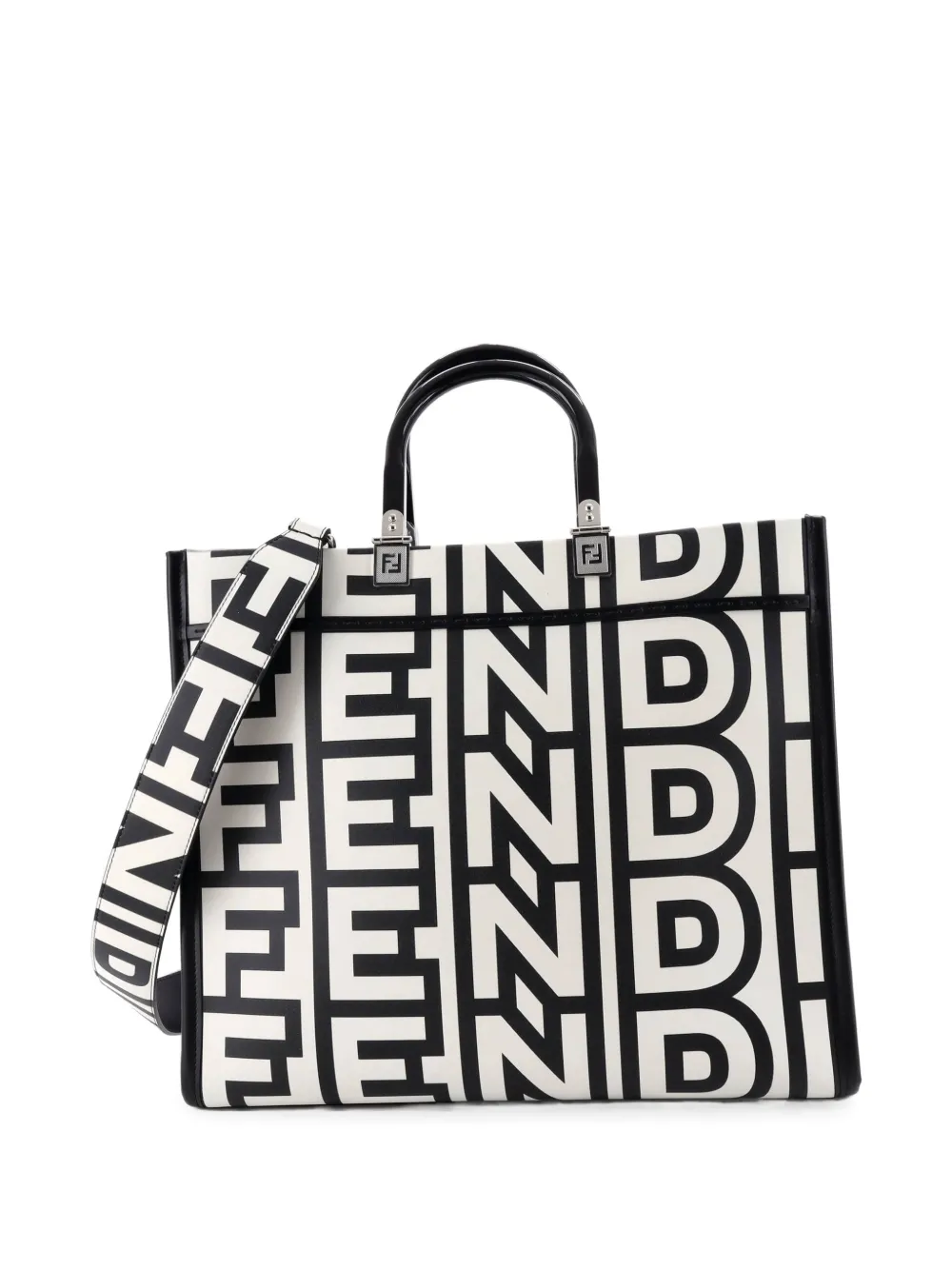 Fendi Pre-Owned x Marc Jacobs Sunshine Shopper Printed Leather Medium tote bag - Nero