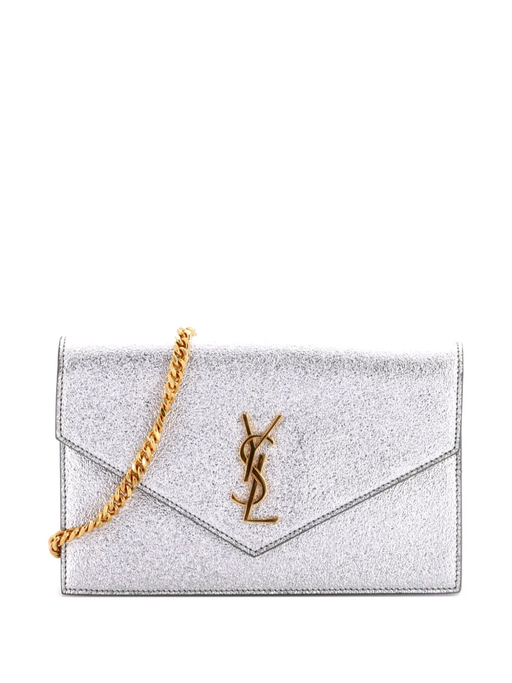 Saint Laurent Pre-Owned Borsa a tracolla Classic Monogram piccola in pelle con catena - Argento