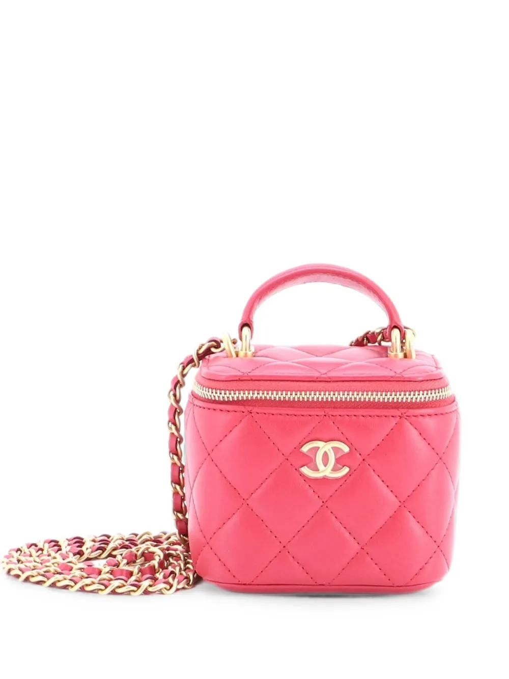 CHANEL Pre-Owned Classic Top Handle Vanity Case with Chain Quilted Lambskin Mini crossbody bag - Rosa