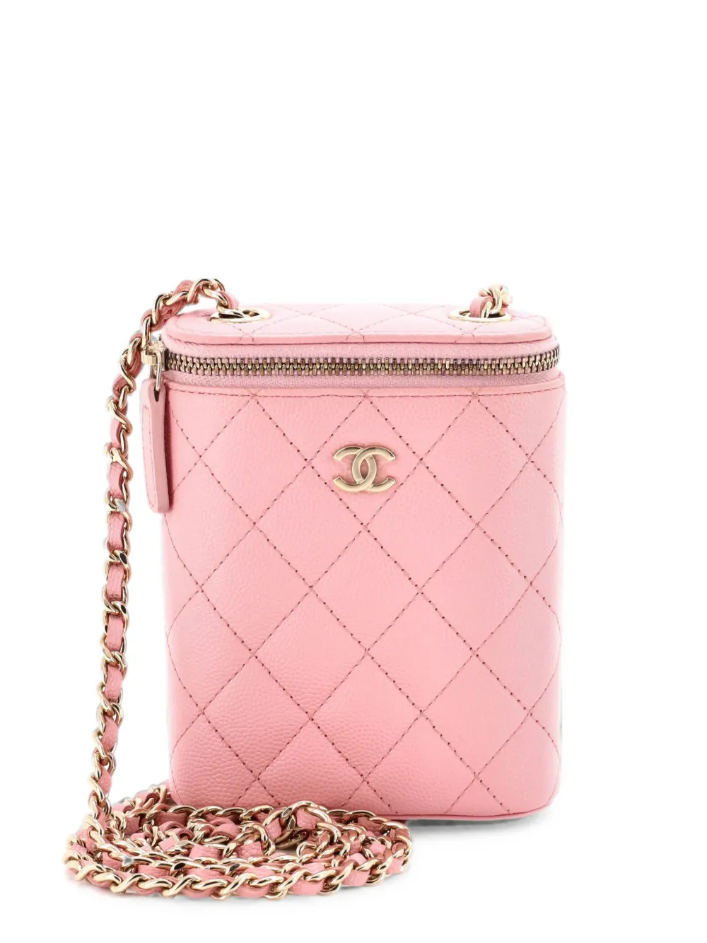 CHANEL Pre-Owned Vertical Classic Vanity Case with Chain Quilted Caviar Small shoulder bag - Rosa