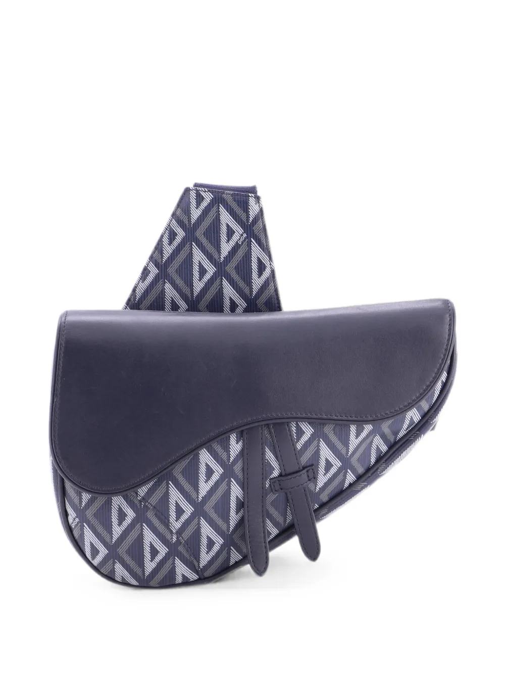 Christian Dior Pre-Owned Saddle CD Diamond Coated Canvas and Leather crossbody bag - Blue