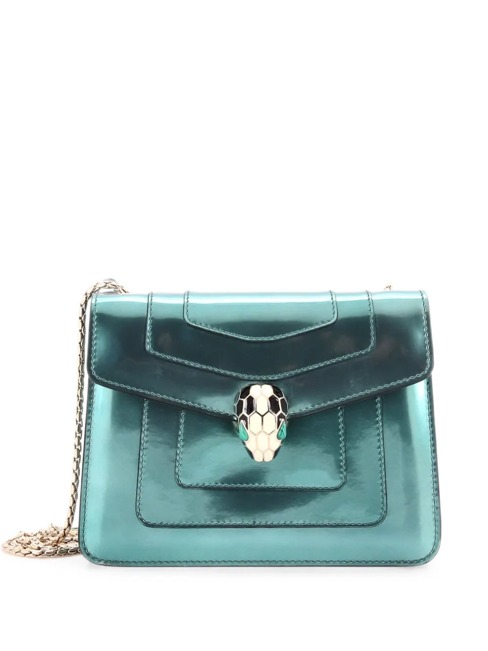 Bvlgari Pre-Owned Kleine Serpenti Forever Schultertasche im Metallic-Look - Blau