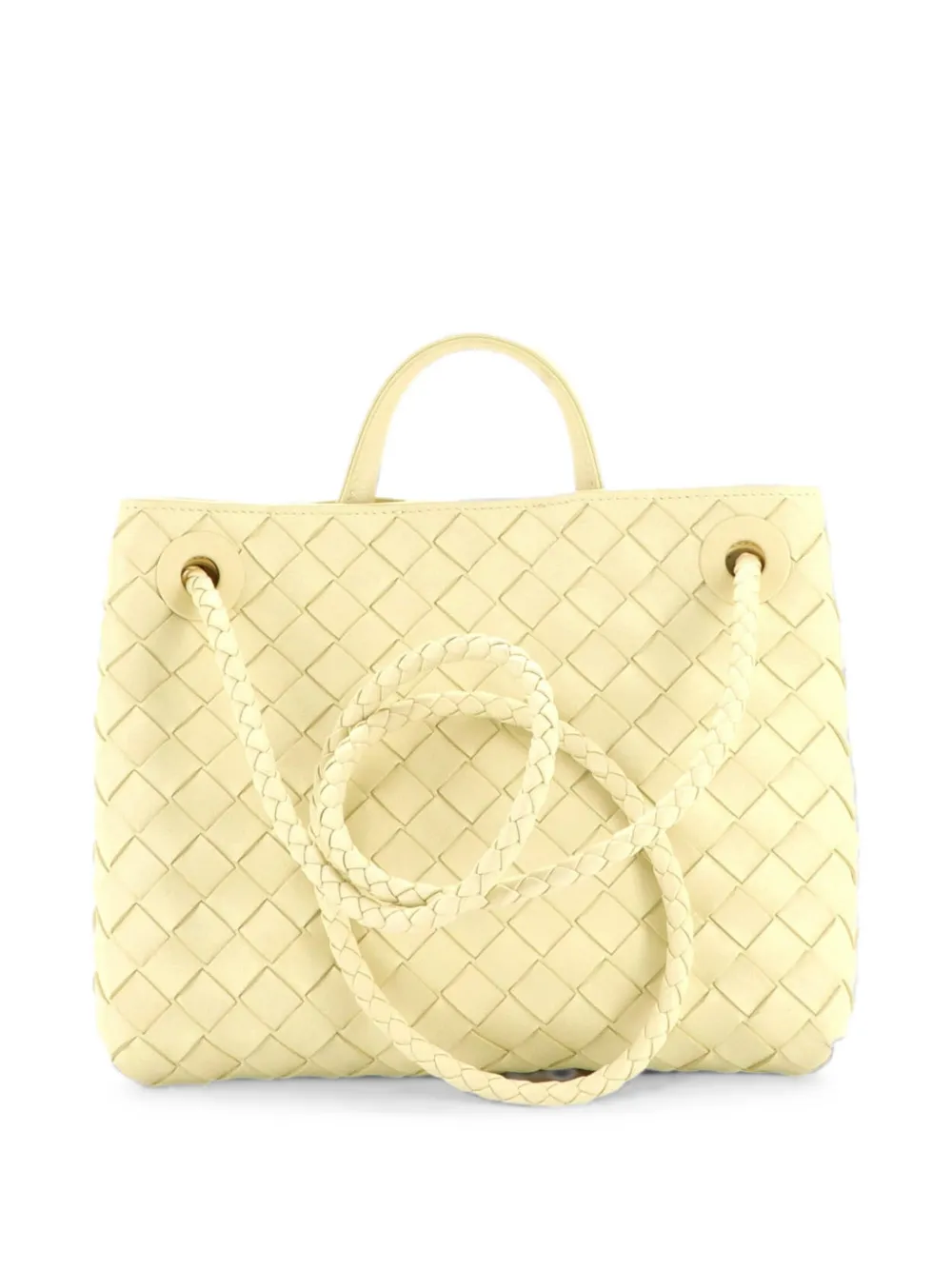  Bottega Veneta Pre-owned Bolso Satchel Andiamo East West Pequeño De Piel De Napa Con Diseño Intrecciato - Amarillo 