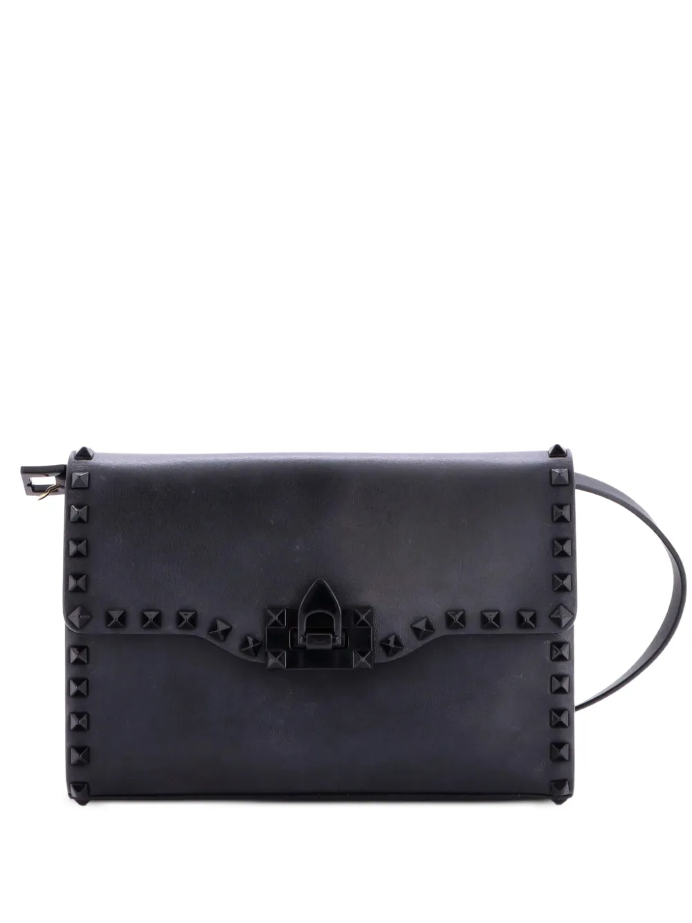 Valentino Garavani Pre-Owned Borsa a tracolla Rockstud Flip Lock media in pelle con battente - Nero