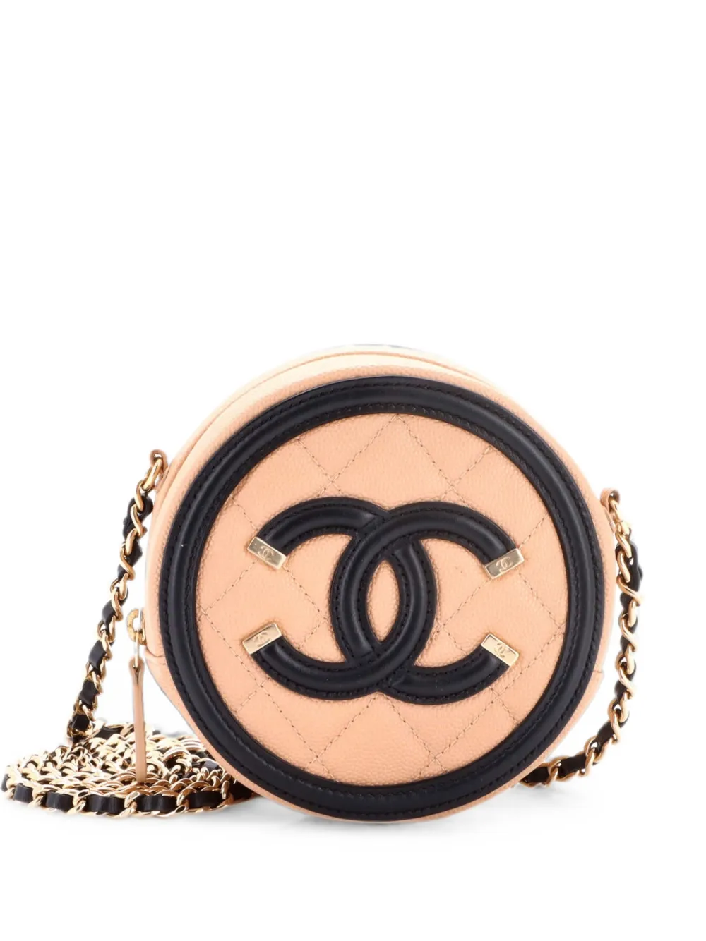 CHANEL Pre-Owned Borsa a tracolla mino in pelle Caviar trapuntata con catena - Nero