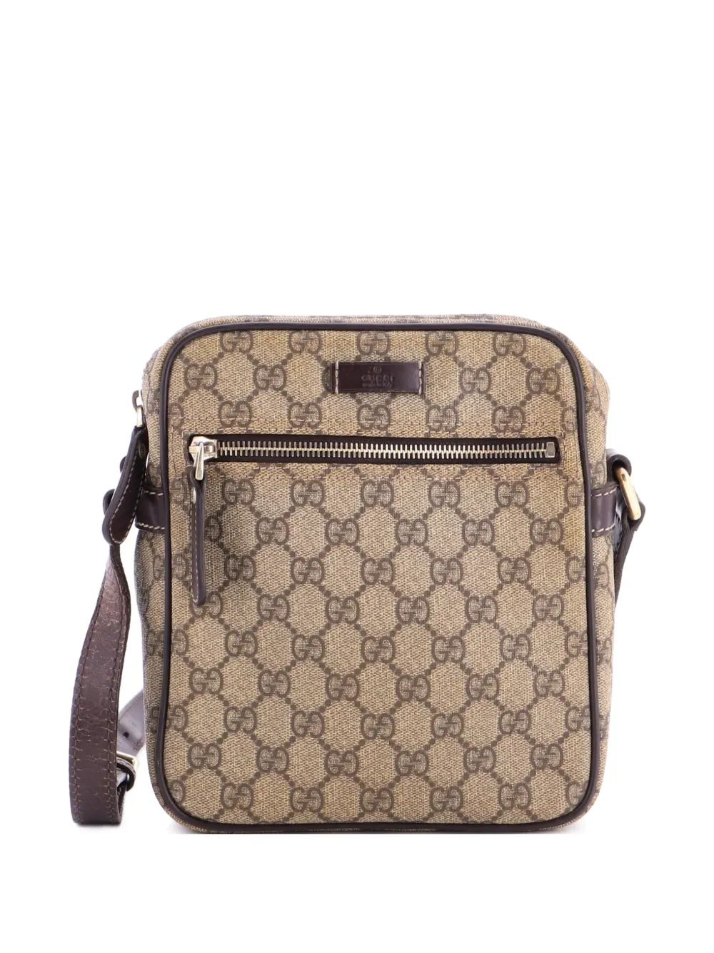 Gucci Pre-Owned Front Zip Messenger GG Coated Canvas Small crossbody bag - Marrone