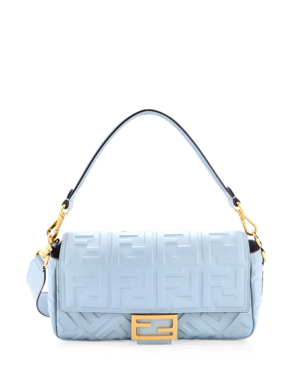 Fendi Pre-Owned Borsa a tracolla Baguette NM media in pelle goffrata con motivo Zucca - Blu