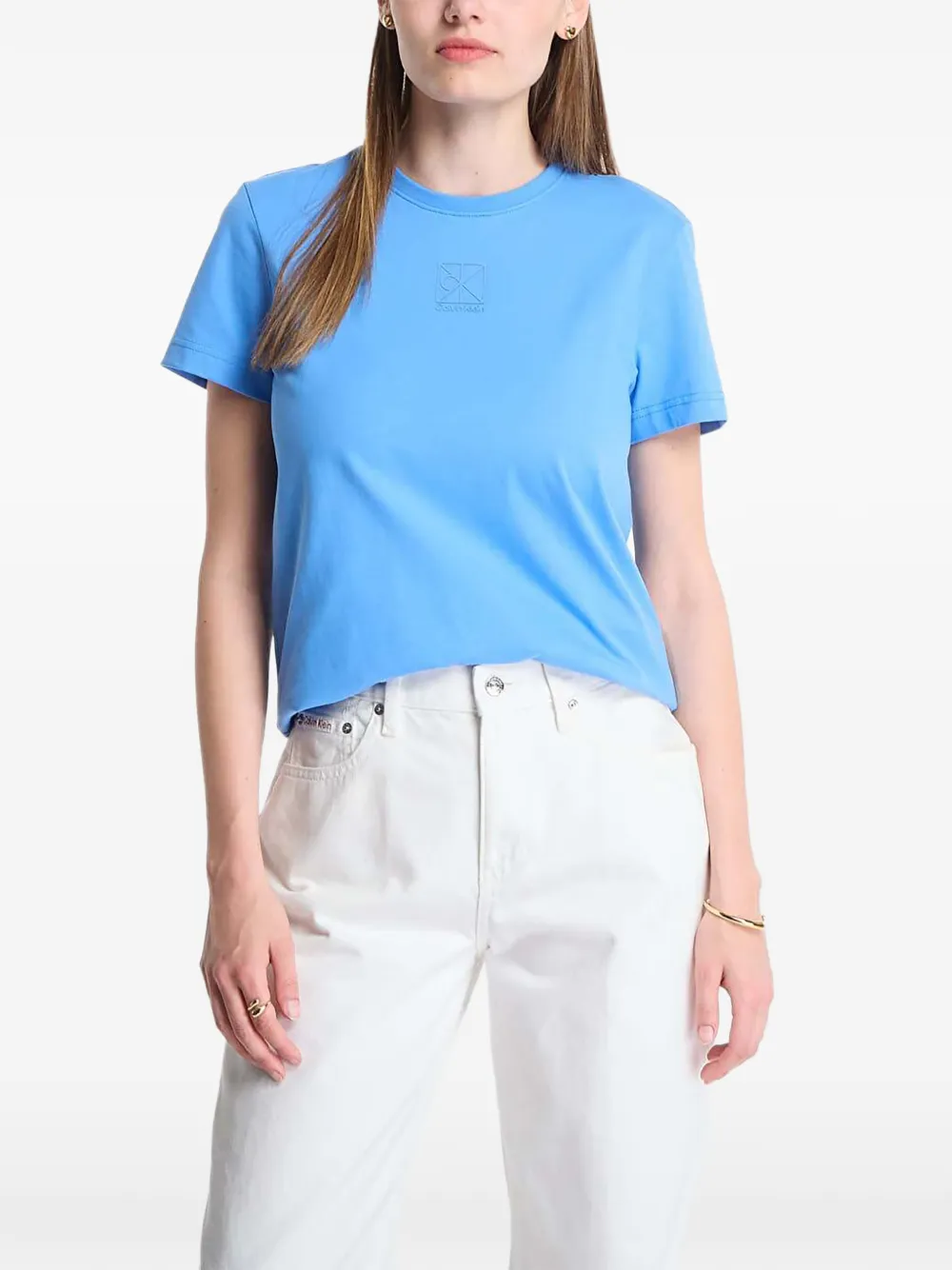 Calvin Klein logo-embroidered T-shirt - Blu