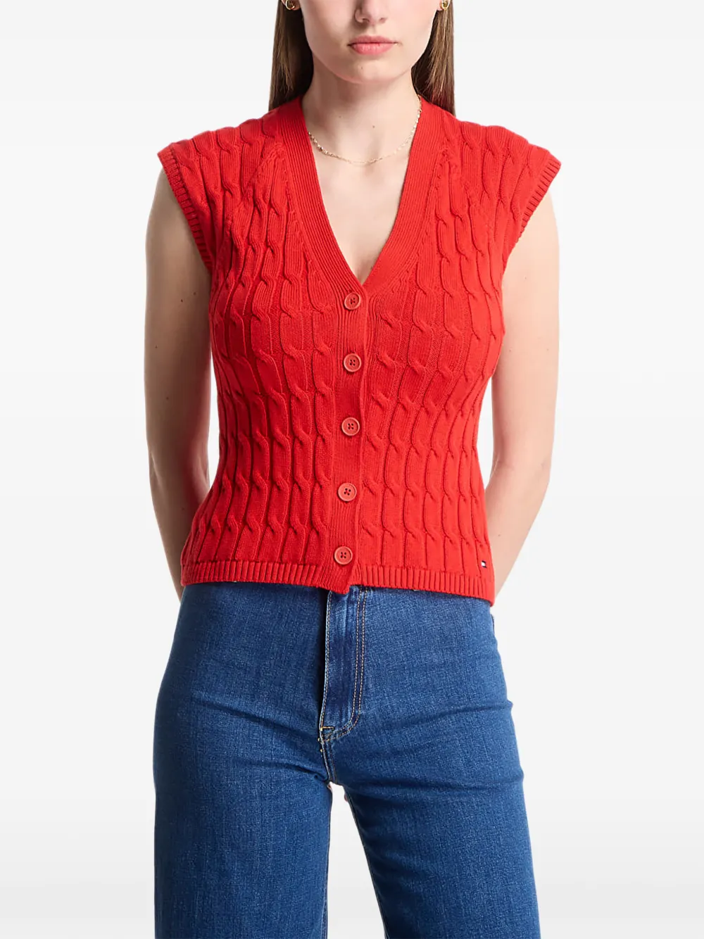 Tommy Hilfiger cable-knit button-up cardigan - Rosso