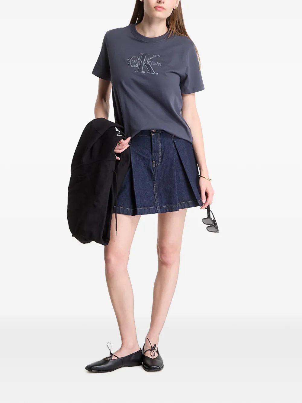 Calvin Klein logo-embroidered T-shirt - Blu