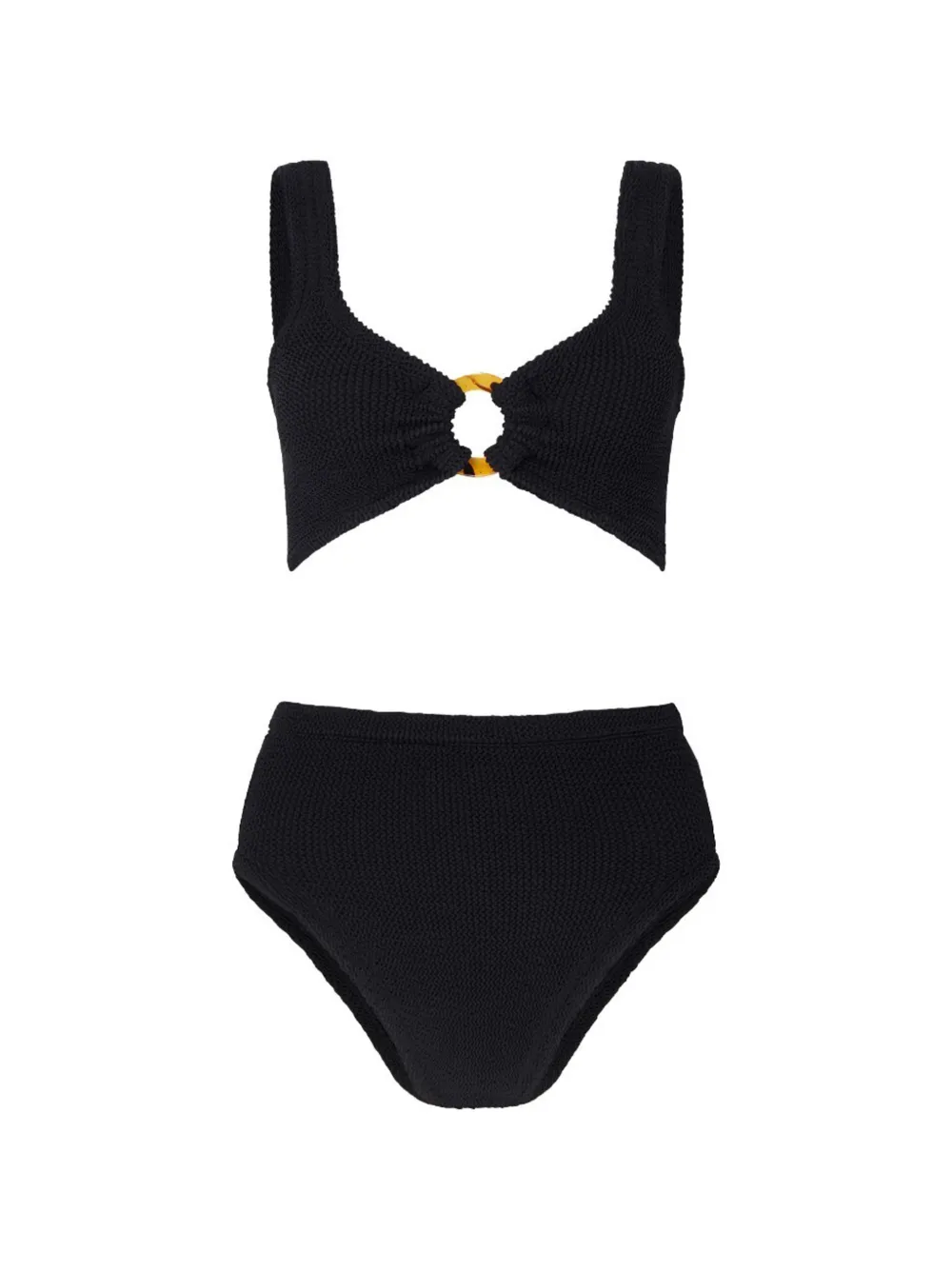 Hunza G Bikini Nadine con effetto stropicciato - Nero