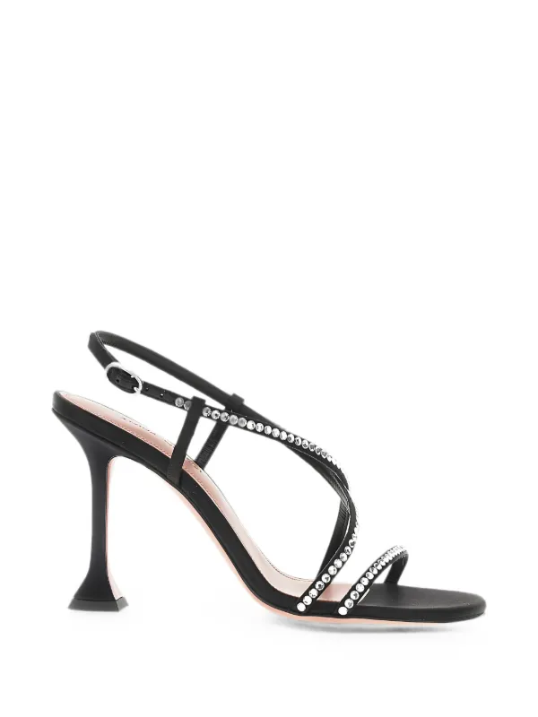 Amina Muaddi Sally Heeled Sandals in Black