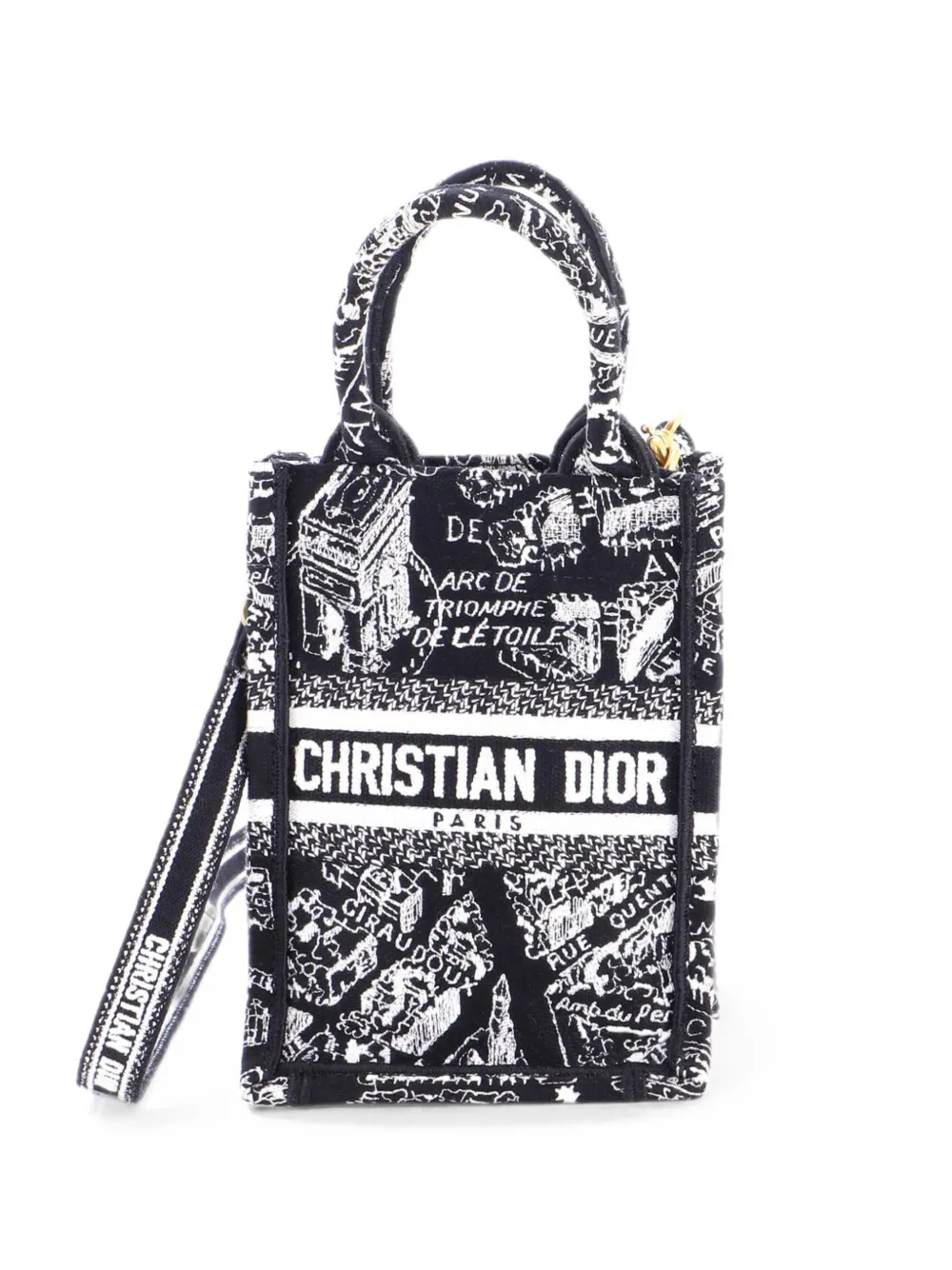 Christian Dior Pre-Owned Book Tote Phone Bag Embroidered Canvas Mini crossbody bag - Black