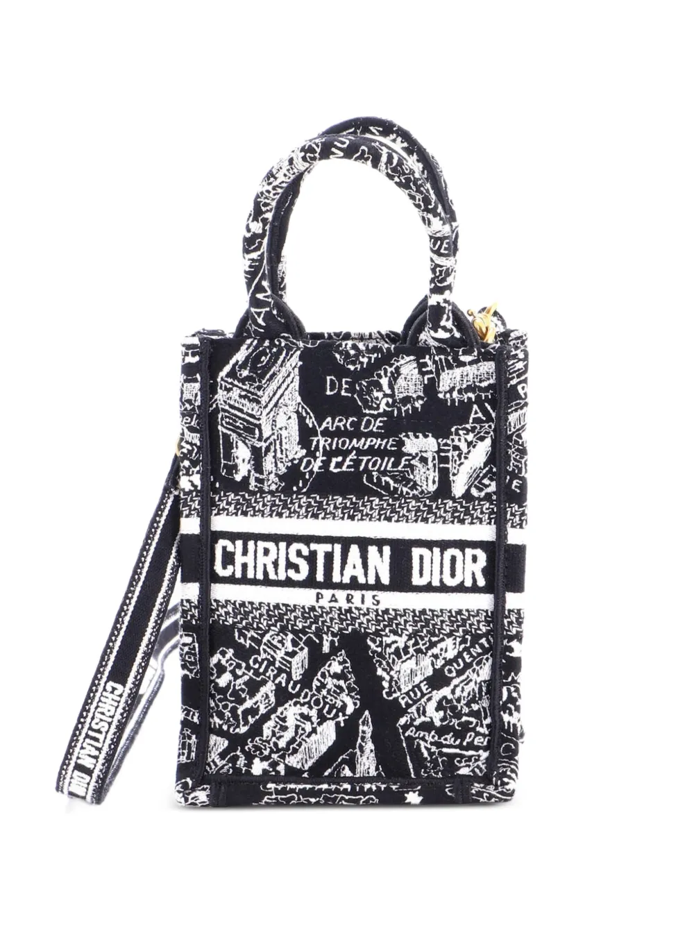 Christian Dior Pre-Owned Borsa a tracolla Book mini in tela con ricamo - Nero