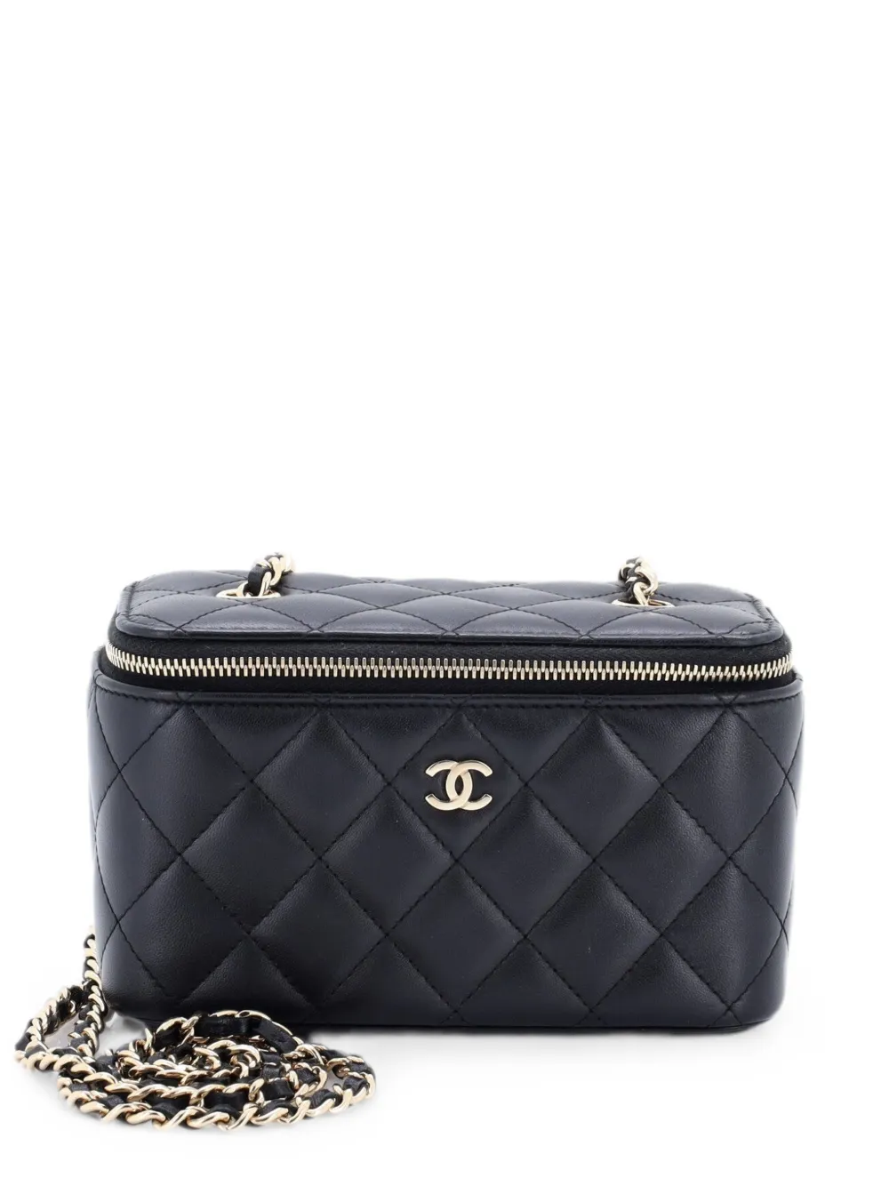 CHANEL Pre-Owned Classic Vanity Case with Chain Quilted Lambskin Small clutch bag - Nero