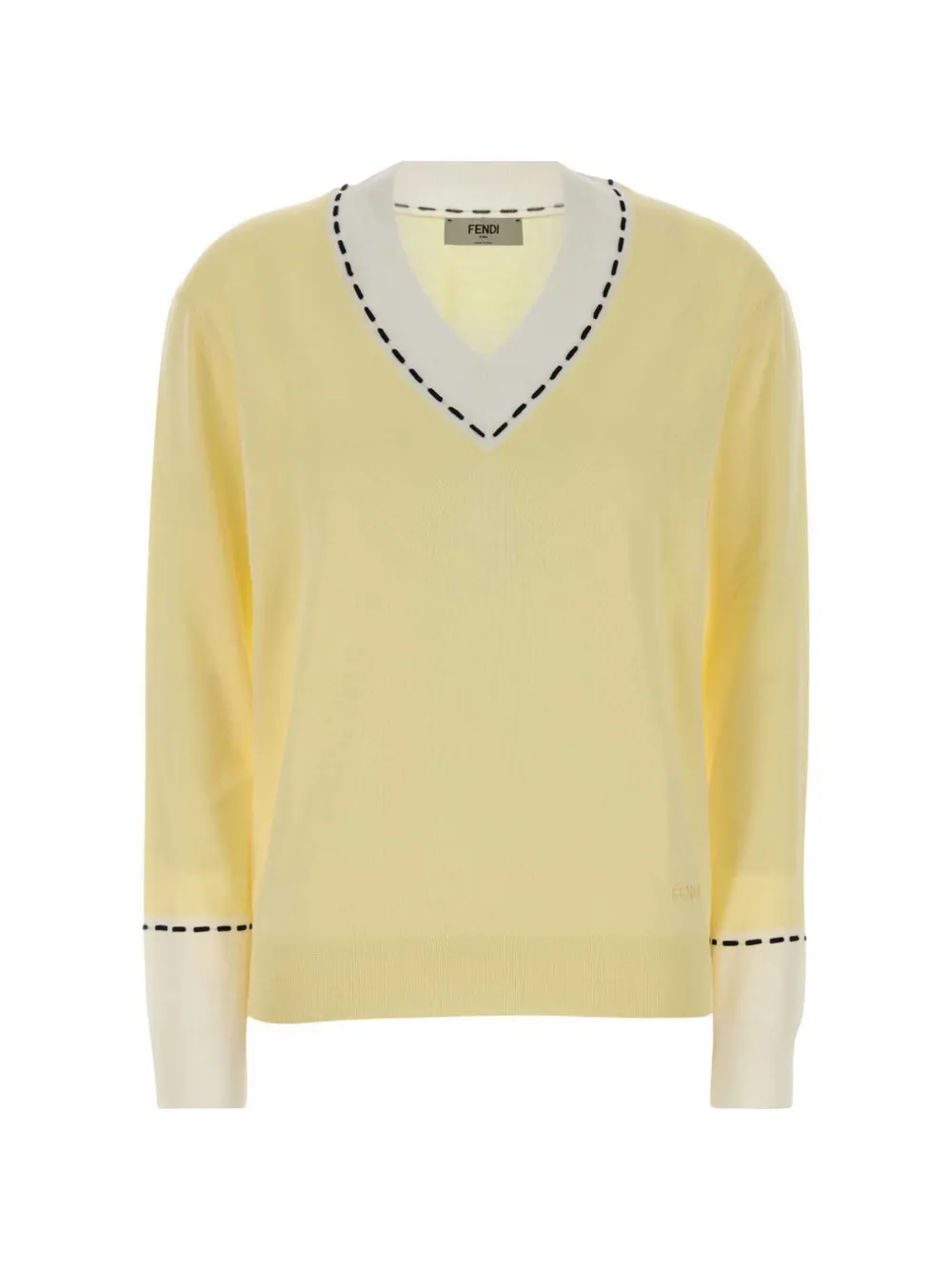 FENDI Maglione Selleria con scollo a V - Giallo