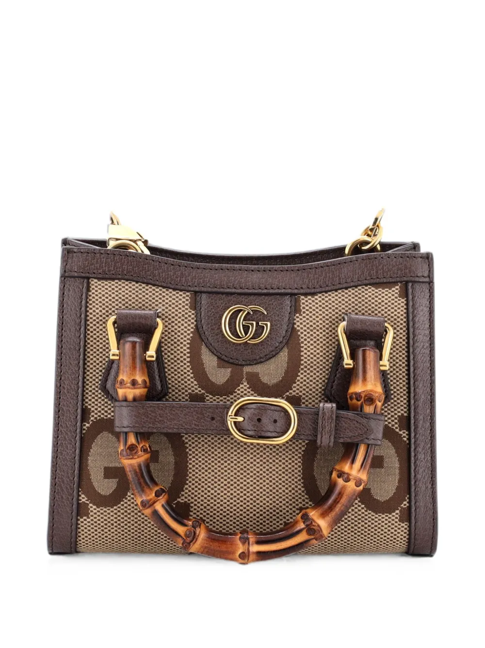 Gucci Pre-Owned Borsa a spalla Diana NM mini in tela Jumbo GG con manico in bambù - Marrone