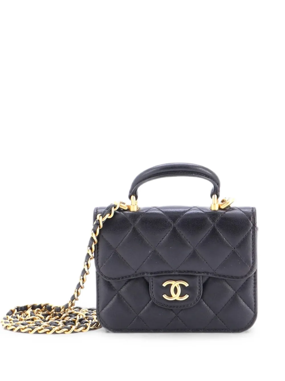 CHANEL Pre-Owned Lammleder-Umhängetasche mit Kette - Schwarz