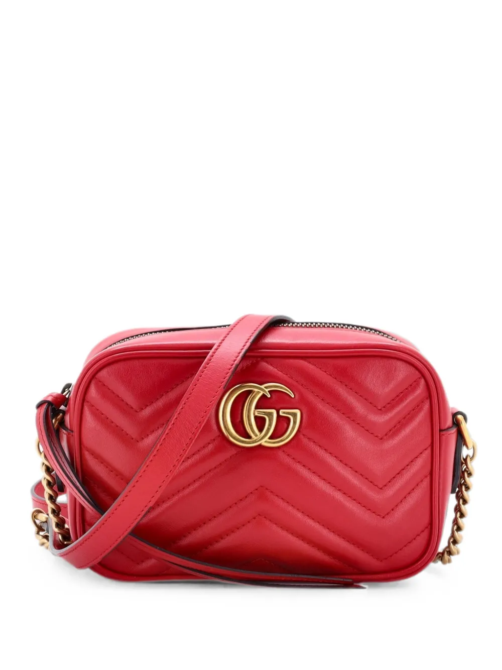 Gucci Pre-Owned Borsa a tracolla GG Marmont mini in pelle matelassé - Rosso