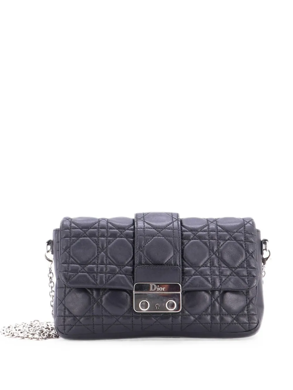 Christian Dior Pre-Owned New Lock Pouch Cannage Quilt Lambskin Mini crossbody bag - Black