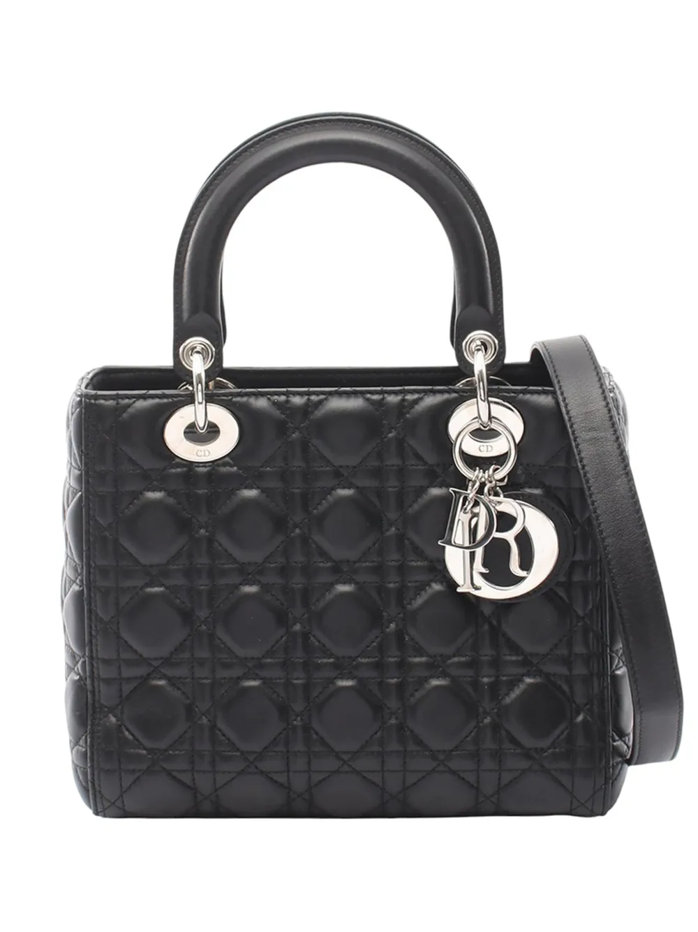 Christian Dior Pre-Owned 2010-2026 Medium Calfskin Cannage Lady Dior handbag - Black