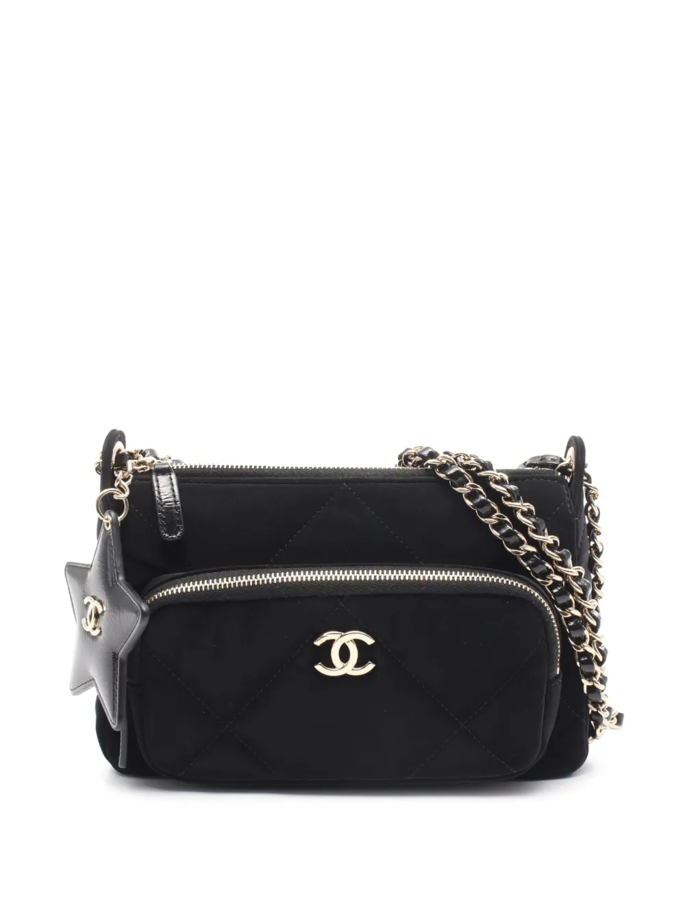 CHANEL Pre-Owned 2021-2026 Coco Neige Velvet Effect Nylon Clutch with Chain crossbody bag - Nero