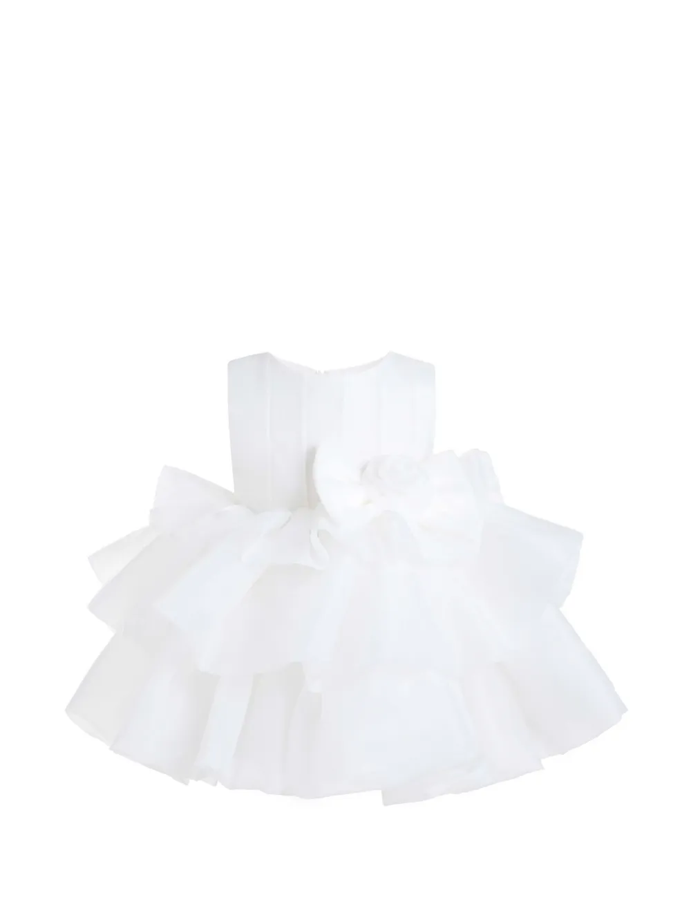 Tulleen bow-detail ruffled dress - White