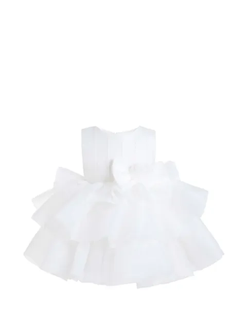 Tulleen bow-detail ruffled dress